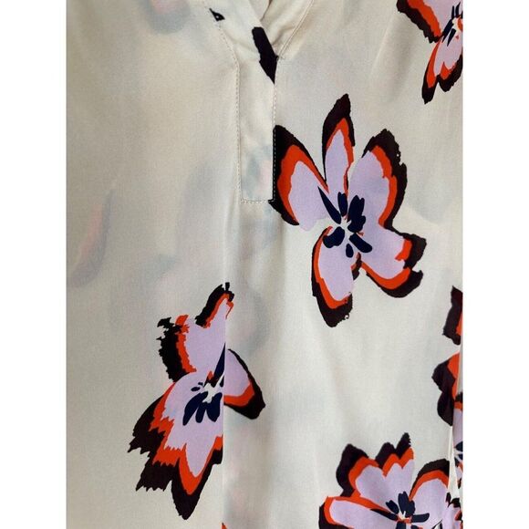 A.L.C Jules Floral Long Sleeve V-neck Silk Blouse Size 4 - Picture 9 of 10